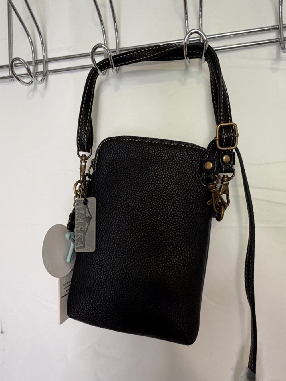 Chala Black Crossbody Phone Bag with Turquoise Embellishments​ - Picture 9 of 10